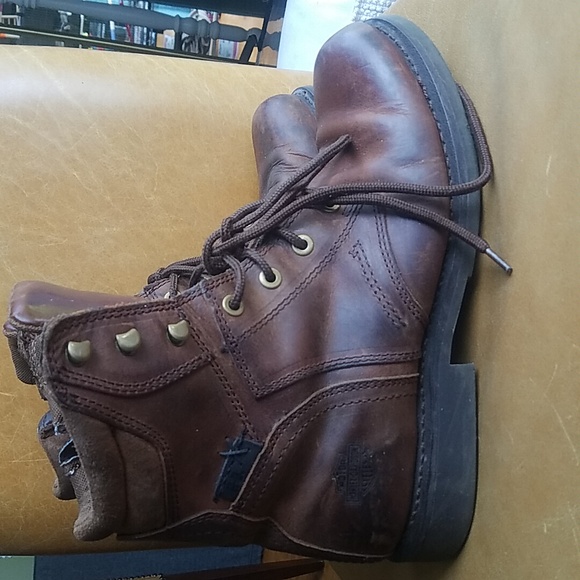 Harley Davidson Motorcycle Vintage Distressed Brown Leather Boots 11 - Picture 6 of 14